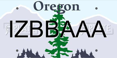 IZBBAAA Oregon License Plate