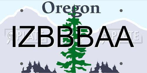 IZBBBAA Oregon License Plate