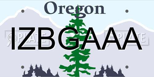 IZBGAAA Oregon License Plate