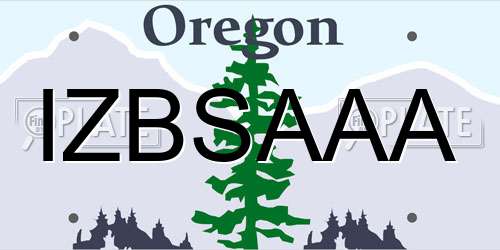 IZBSAAA Oregon License Plate