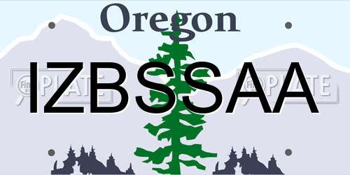 IZBSSAA Oregon License Plate