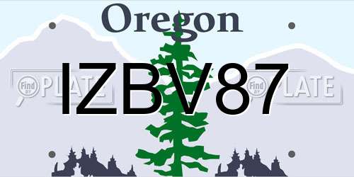 IZBV87 Oregon License Plate