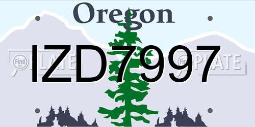 IZD7997 Oregon License Plate