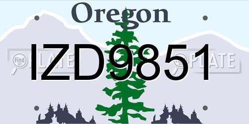IZD9851 Oregon License Plate