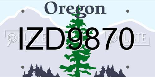 IZD9870 Oregon License Plate