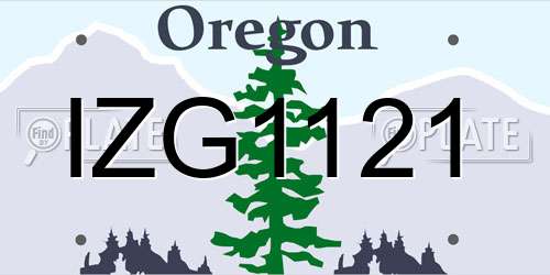IZG1121 Oregon License Plate