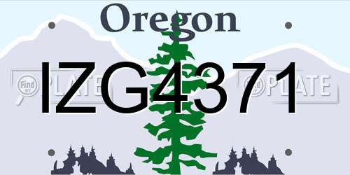 IZG4371 Oregon License Plate