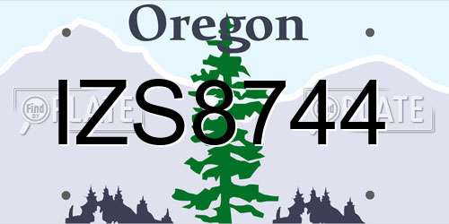 IZS8744 Oregon License Plate