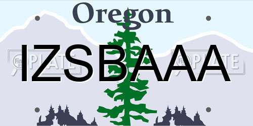 IZSBAAA Oregon License Plate