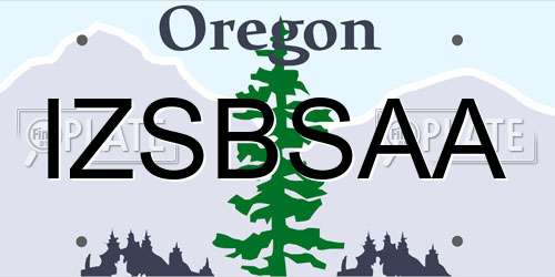 IZSBSAA Oregon License Plate
