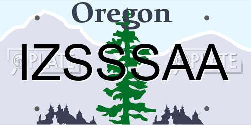 IZSSSAA Oregon License Plate