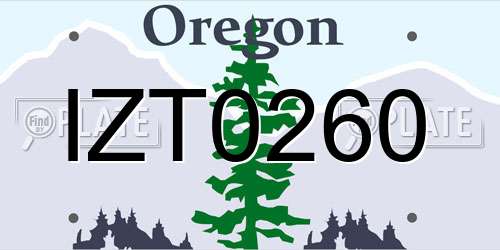 IZT0260 Oregon License Plate
