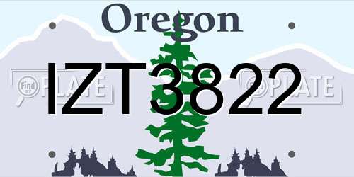 IZT3822 Oregon License Plate
