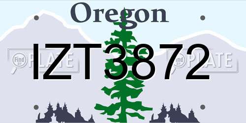 IZT3872 Oregon License Plate