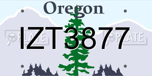 IZT3877 Oregon License Plate