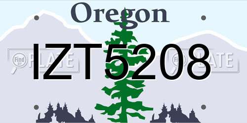 IZT5208 Oregon License Plate