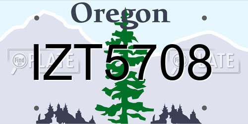 IZT5708 Oregon License Plate