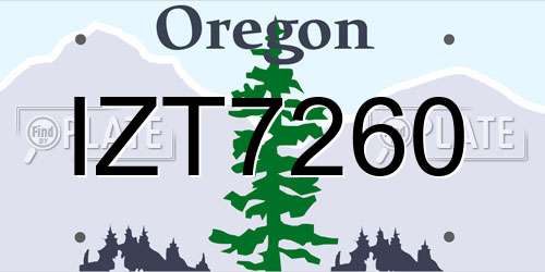 IZT7260 Oregon License Plate