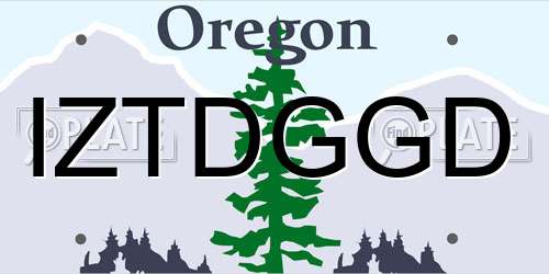 IZTDGGD Oregon License Plate