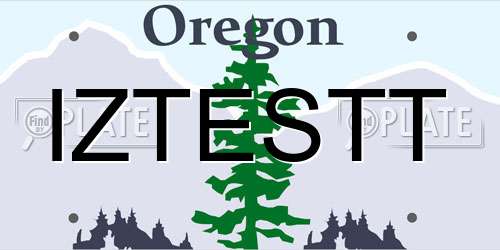 IZTESTT Oregon License Plate