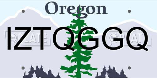 IZTQGGQ Oregon License Plate