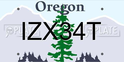 IZX34T Oregon License Plate