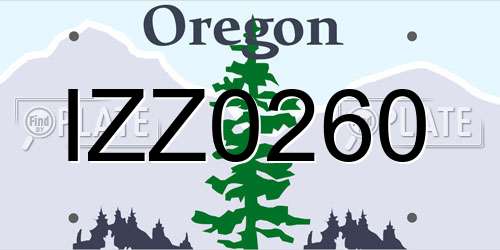 IZZ0260 Oregon License Plate