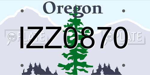 IZZ0870 Oregon License Plate