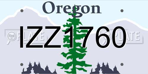 IZZ1760 Oregon License Plate