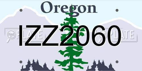 IZZ2060 Oregon License Plate