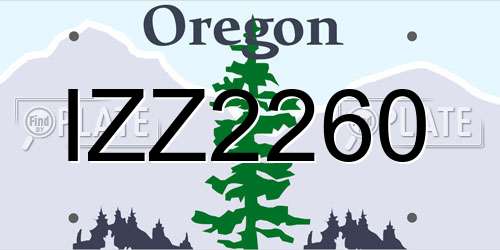 IZZ2260 Oregon License Plate