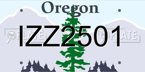 IZZ2501 Oregon License Plate