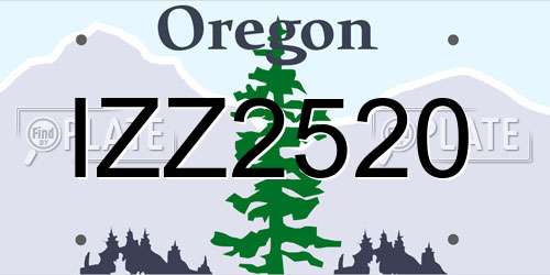IZZ2520 Oregon License Plate