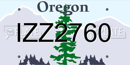 IZZ2760 Oregon License Plate