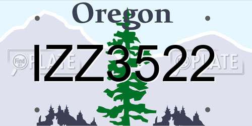 IZZ3522 Oregon License Plate