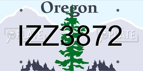 IZZ3872 Oregon License Plate