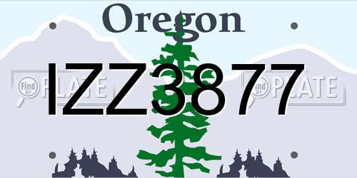 IZZ3877 Oregon License Plate