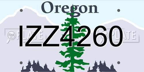 IZZ4260 Oregon License Plate