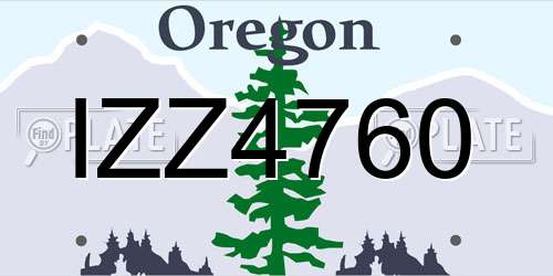 IZZ4760 Oregon License Plate