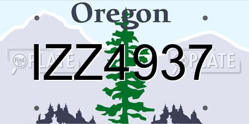 IZZ4937 Oregon License Plate