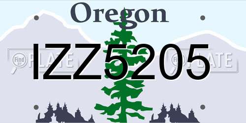 IZZ5205 Oregon License Plate