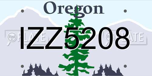 IZZ5208 Oregon License Plate
