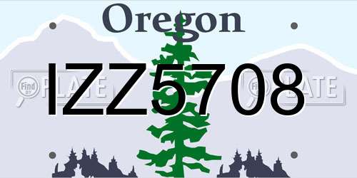 IZZ5708 Oregon License Plate