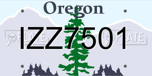 IZZ7501 Oregon License Plate