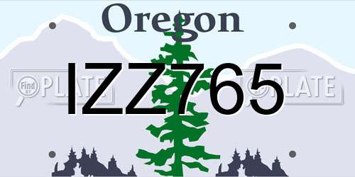 IZZ765 Oregon License Plate