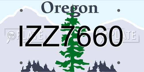 IZZ7660 Oregon License Plate