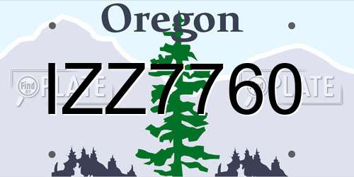IZZ7760 Oregon License Plate