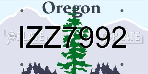 IZZ7992 Oregon License Plate