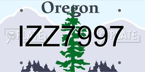 IZZ7997 Oregon License Plate