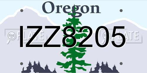 IZZ8205 Oregon License Plate